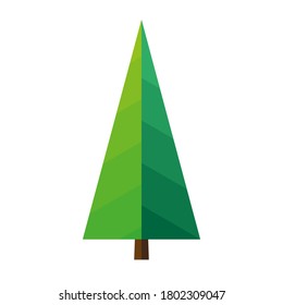 Árbol de Navidad de fondo blanco. Simple icono vectorial de árbol de Navidad plano. Símbolo de Navidad. Fir rayado. Ilustración de gradiente de vector
