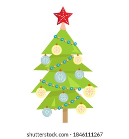Un árbol de Navidad en un fondo blanco. Vector.