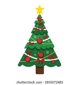 Christmas tree on white background for holiday xmas and new year.