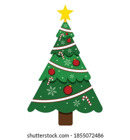 Christmas tree on white background for holiday xmas and new year.