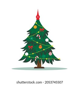 Christmas tree on white background.  Isolated vector illustration