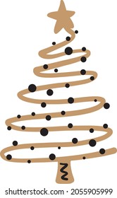 Christmas tree on white background. Christmas card.