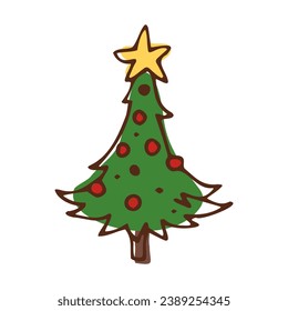 Árbol de Navidad en vector de fondo blanco