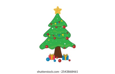 Weihnachtsbaum auf weißem Hintergrund, Vektorgrafik zur Verwendung.