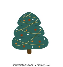 Christbaum auf weißem Hintergrund. Neujahr minimalistische Illustration.