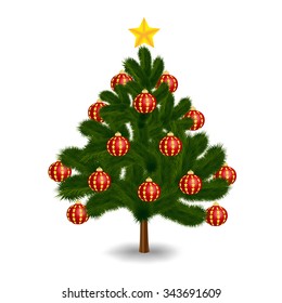 Christmas tree on a white background, vector illustration