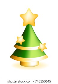 Christmas Tree on White Background. Isolated Vector Illustration 