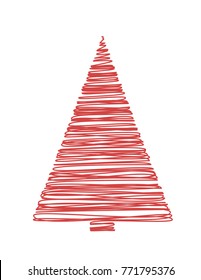 Árbol de Navidad con fondo blanco. Ilustración del vector