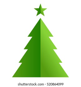 Christmas tree on white background.Green chistmas tree