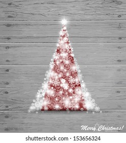  Christmas tree on wood background. Vector illustration.