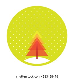 Christmas tree on yellow background vector illustration
