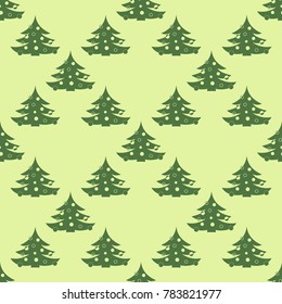 Christmas tree with onaments seamless pattern