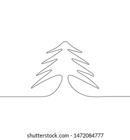 
Christmas tree - one line drawing. Continuous line. Hand-drawn minimalist illustration, vector.