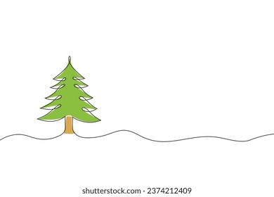 Christmas tree one line drawing. Merry Christmas decoration continuous line. continuous line drawing of Christmas tree with a star.