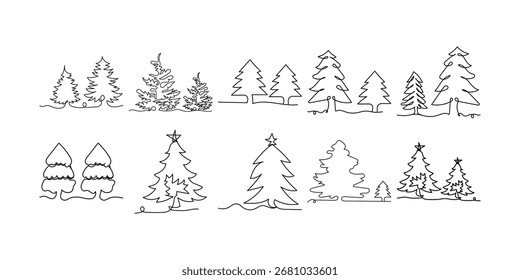 Dibujo de una línea de árbol de Navidad