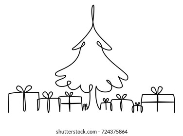 Christmas Tree One Line Drawing