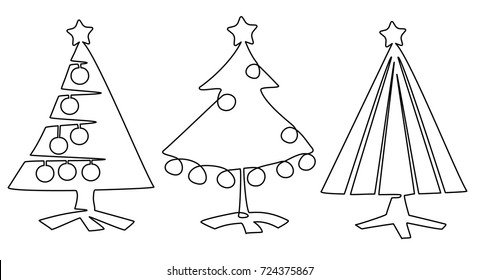 Christmas Tree One Line Drawing Stock Vector (Royalty Free) 724375867