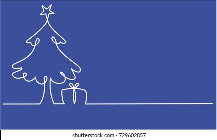Christmas tree one line drawing
