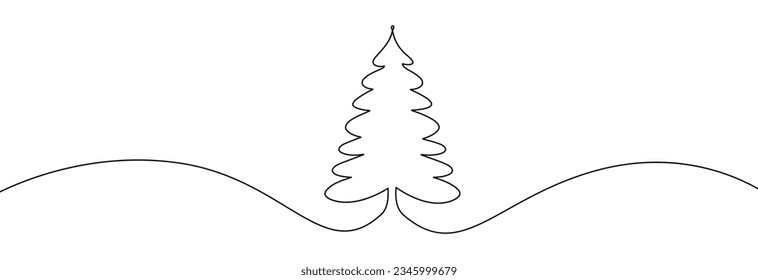 Christmas tree one line drawing.Merry Christmas decoration continuous line.Continuous line drawing of christmas tree .