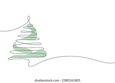 Christmas tree one-line drawing. Merry Christmas decoration continuous line. continuous line drawing of a Christmas tree with a star.