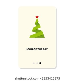 Christmas tree origami with star on top flat vector icon. Fir tree at winter for holiday isolated vector illustration. Holiday, celebration, New Year concept for web design and apps