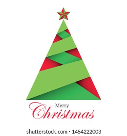 Christmas tree origami. Vector greeting card