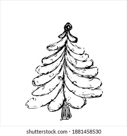  Christmas tree. The original version. Doodle. Black and white image. Minimalism. Coloring book