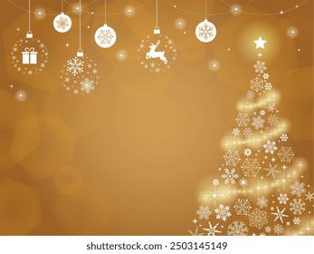 Christmas tree and ornament background gold_vector illustration
