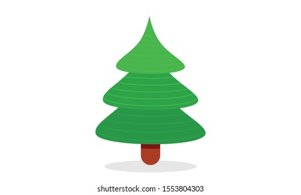 Christmas tree with ornament decorations, vector illustration isolated on white background, template for design, greeting card, invitation