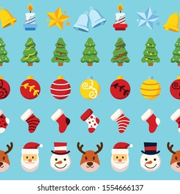 Christmas tree ornament horizontal seamless pattern. All graphic already in grouping and masking. Easy editable.