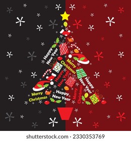 Christmas Tree and Ornament Illustration Vector