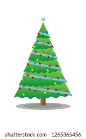 Christmas tree with ornament on white background