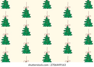 Patrón del ornamento del árbol de navidad. Conjunto de adornos de árbol de Navidad vintage festivo para textiles para el hogar de invierno y envoltura de regalos