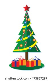 christmas tree and ornament vector