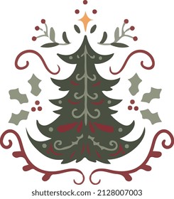  christmas tree ornamental design semi flat