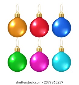 Christmas Tree ornaments. Christmas bauble. Vector illustration isolated on white background.