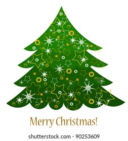 Christmas tree with ornaments card - vector illustration