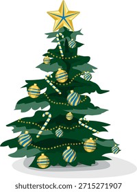 Árbol de Navidad con adornos y decoraciones