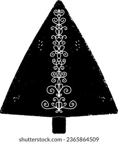 Christmas tree with ornaments. Graphic arts. Vector texture element.