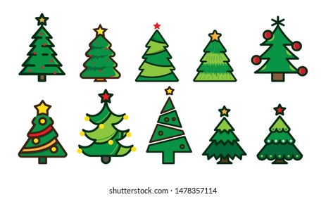 Christmas tree ornaments icon vector season greetings