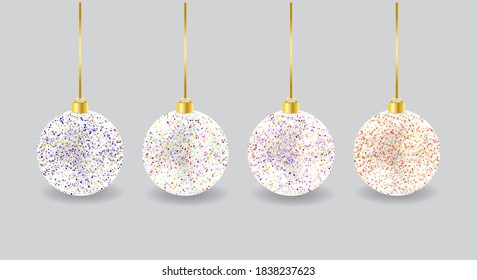 Christmas tree ornaments. New year ball. Holiday lights. Sparkle vector