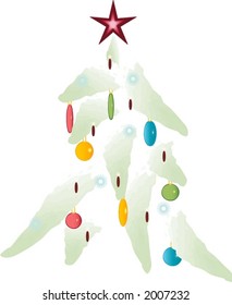 Christmas tree with ornaments and star on top