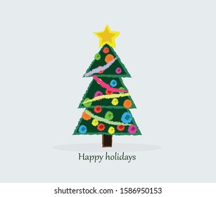 Christmas tree  with ornaments vector illustration