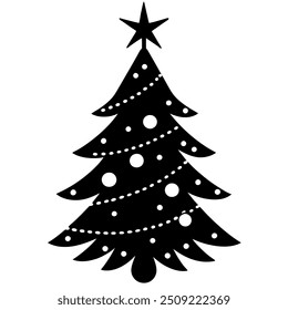 Christmas tree with ornaments vector illustration.