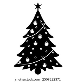 Árbol de Navidad con adornos de Ilustración vectorial.