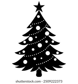 Christmas tree with ornaments vector illustration.