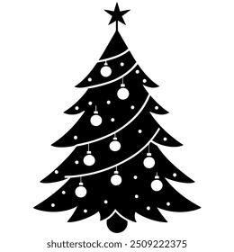 Christmas tree with ornaments vector illustration.