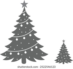 Christmas tree with ornaments vector illustration. Christmas tree vector art.