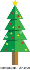 Árvore de Natal com ornamentos ilustração vetorial. Árvore de Natal com decorações de Natal. Ícone da árvore de Natal.