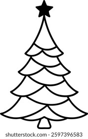 Christmas tree out  line vector illustration , Christmas icon illustration  